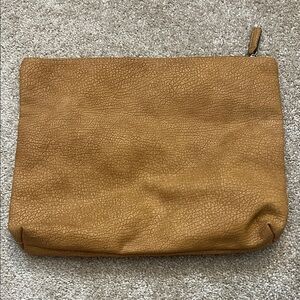 Free People Tan Faux Leather Wristlet Zipper Pouch